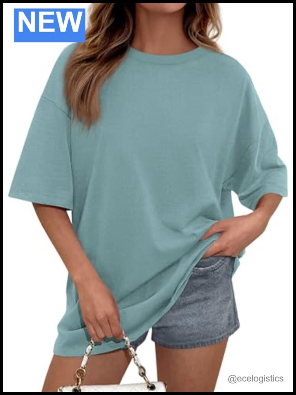 Cotton Blend Short Sleeve Crewneck Loose Fit Oversized Tee Shirt Top